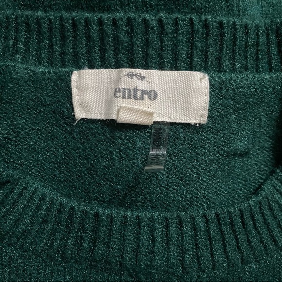 Entro Green Pom Embroidered Sheer Sleeev Soft Sweater - Picture 4 of 5